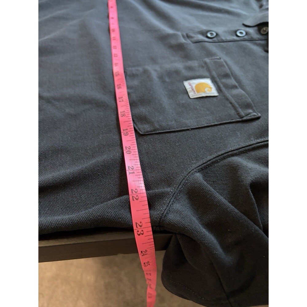 Carhartt Black  Polo Mens L Black Pocket Logo Relaxed Fit Workwear Short Sleeve - Picture 6 of 9